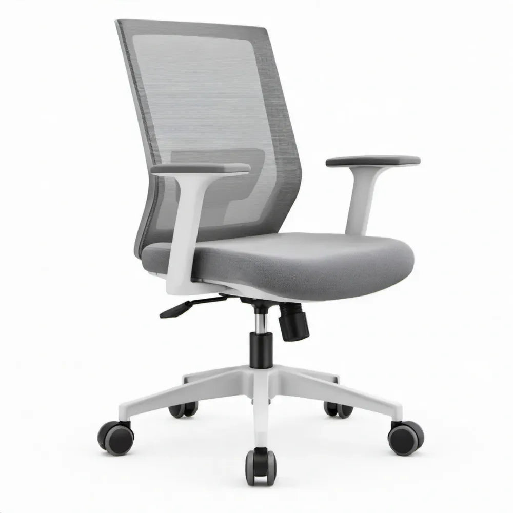 Ergonomische bureaustoel met ademende mesh rugleuning, grijs/wit, 62 x 62 x 94-104 cm
