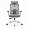 Ergonomische bureaustoel met verstelbare hoofdsteun en armleuningen, grijs/wit, 64 x 64 x 117-127 cm