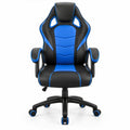Gamingstoel met hoge rugleuning, 62 x 62 x 110-120 cm, zwart/blauw PU-kunstleer