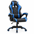 Gamingstoel met hoge rugleuning en verstelbare zithoogte, 65 x 65 x 118-128 cm, Zwart/Blauw