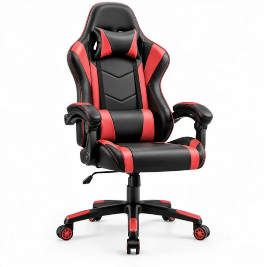 Gamingstoel Zwart/Rood van PU-kunstleer met Verstelbare Zithoogte, 62 x 62 x 111-121 cm