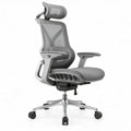 Ergonomische bureaustoel met hoofdsteun, verstelbare armleggers en mesh rugleuning, 66 x 66 x 118-128 cm, Grijs/Zilver