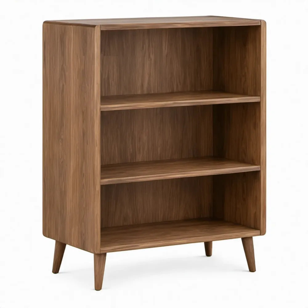 Open boekenkast met 3 planken, 80 x 35 x 120 cm, walnootbruin MDF met walnootfineer