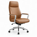 Bureaustoel met hoge rugleuning en armleuningen, 65 x 70 x 112-120 cm, cognacbruin