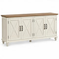 Landelijk dressoir met 4 deuren, 160 x 40 x 85 cm, crème/bruin/zwart, MDF