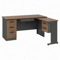 Hoekbureau met 6 laden, 160 x 160 x 74 cm, walnootbruin en antraciet