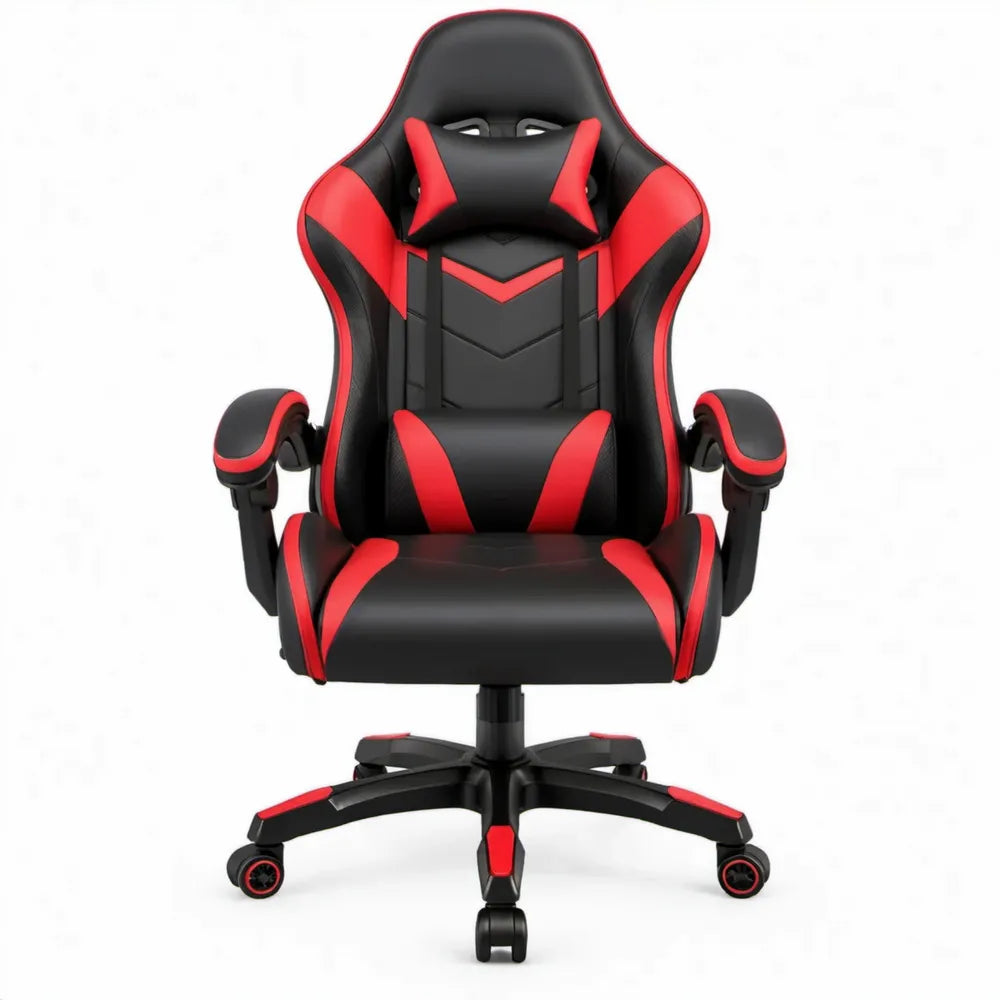 Gamingstoel Zwart/Rood van PU-kunstleer, 67 x 70 x 122-132 cm