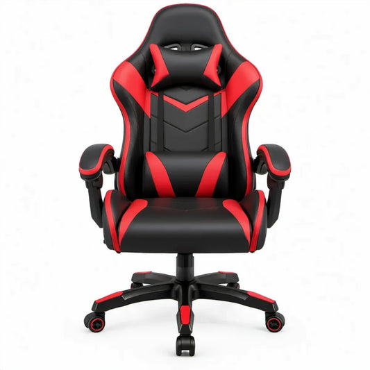 Gamingstoel Zwart/Rood van PU-kunstleer, 67 x 70 x 122-132 cm