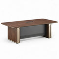 Directiebureau 200 x 90 x 75 cm met Kabeldoorvoer – Walnootbruin/Grijs/Brons/Zwart