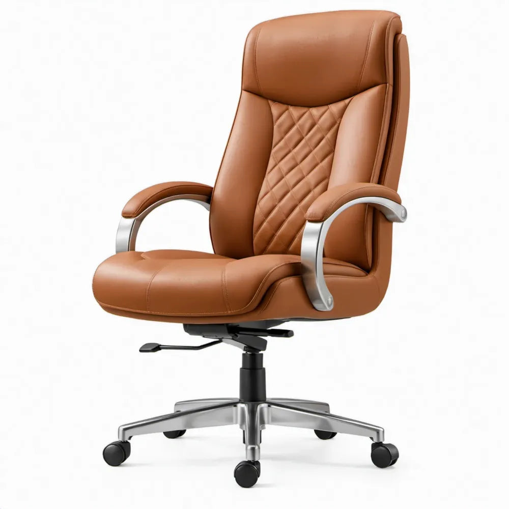 Ergonomische bureaustoel met hoge rugleuning, 66 x 70 x 118-128 cm, cognacbruin